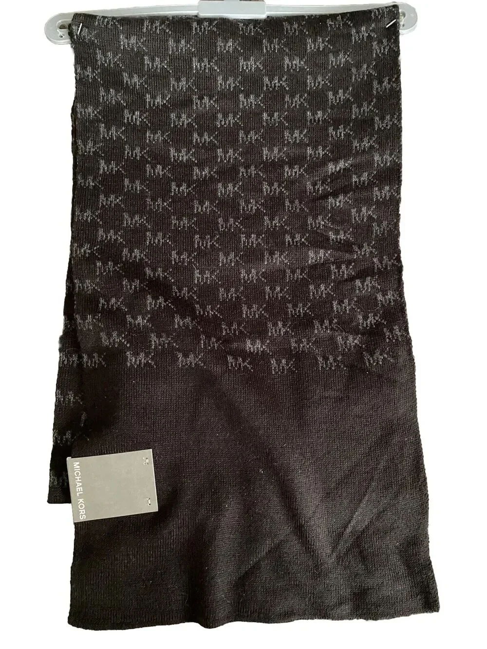 NWT Michael Kors Black Repeat Logo Jaquard Scarf - flaw